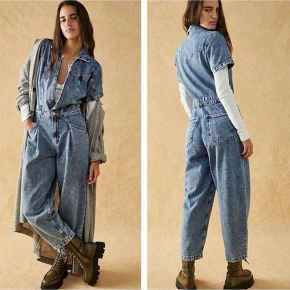 Free People Pants - NEW Free People/ We The Free Trouser Jumpsuit Womens Large Denim Utility